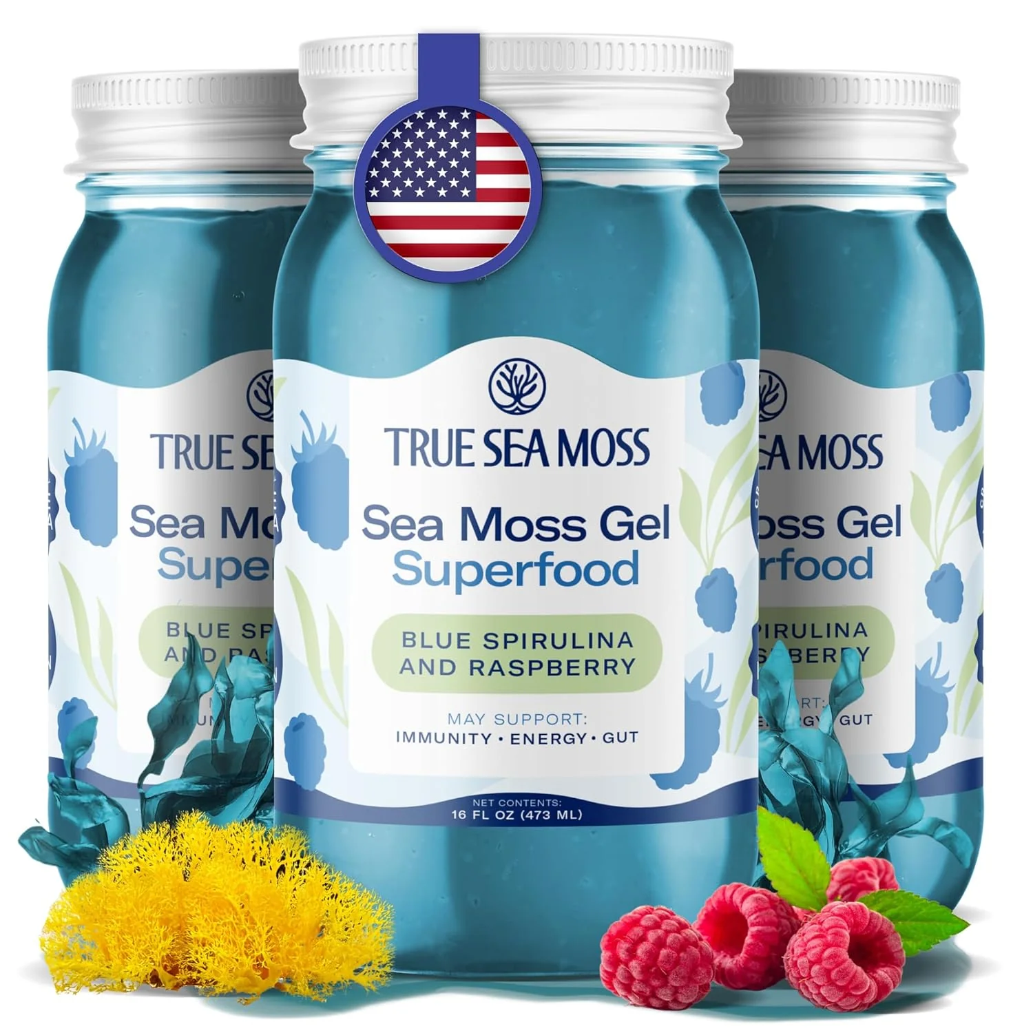 BLUE SPIRULINA & RASPBERRY SEA MOSS (3 Packs)