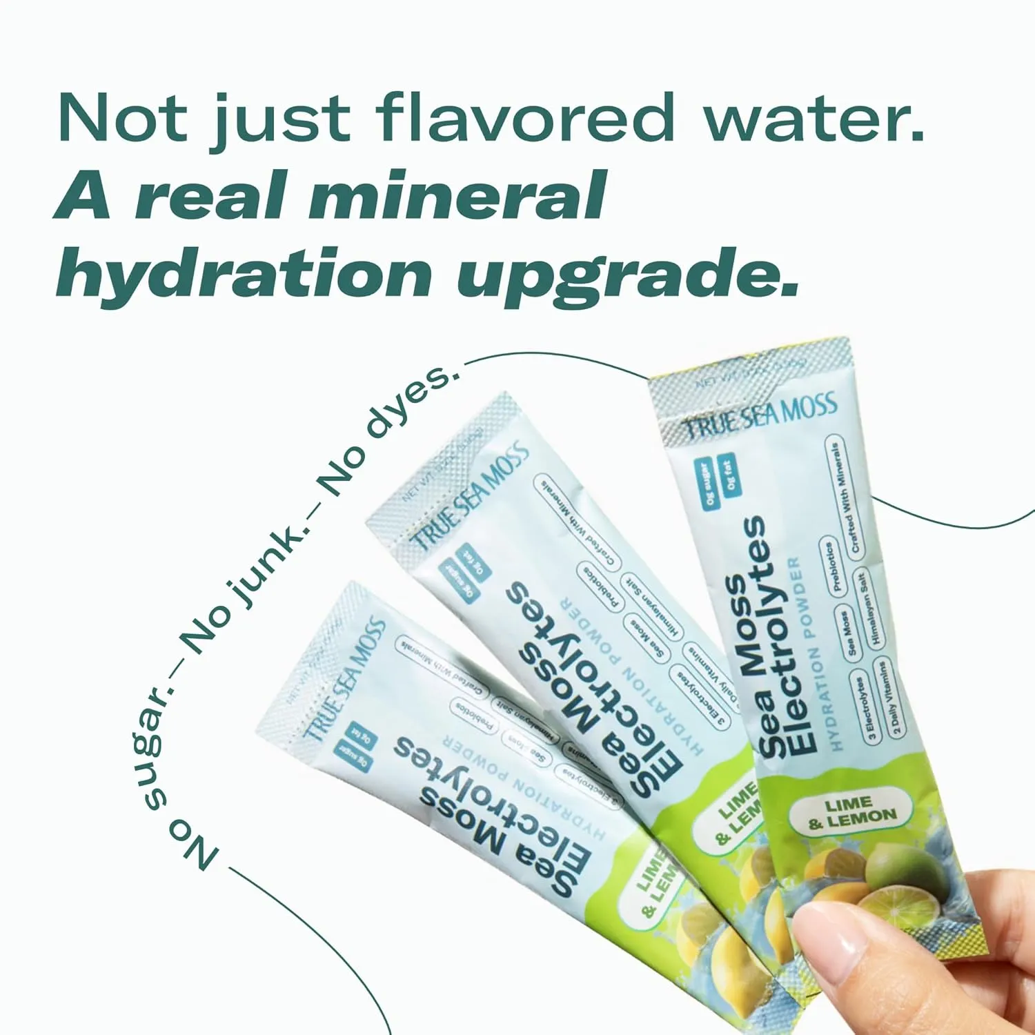 TrueSeaMoss Electrolytes Powder Packets – Made in USA from globally sourced ingredients – 15 Stickpacks – Hydration Powder with Sea Moss with Potassium – No Sugar Drinks – Lime & Lemon - Image 4
