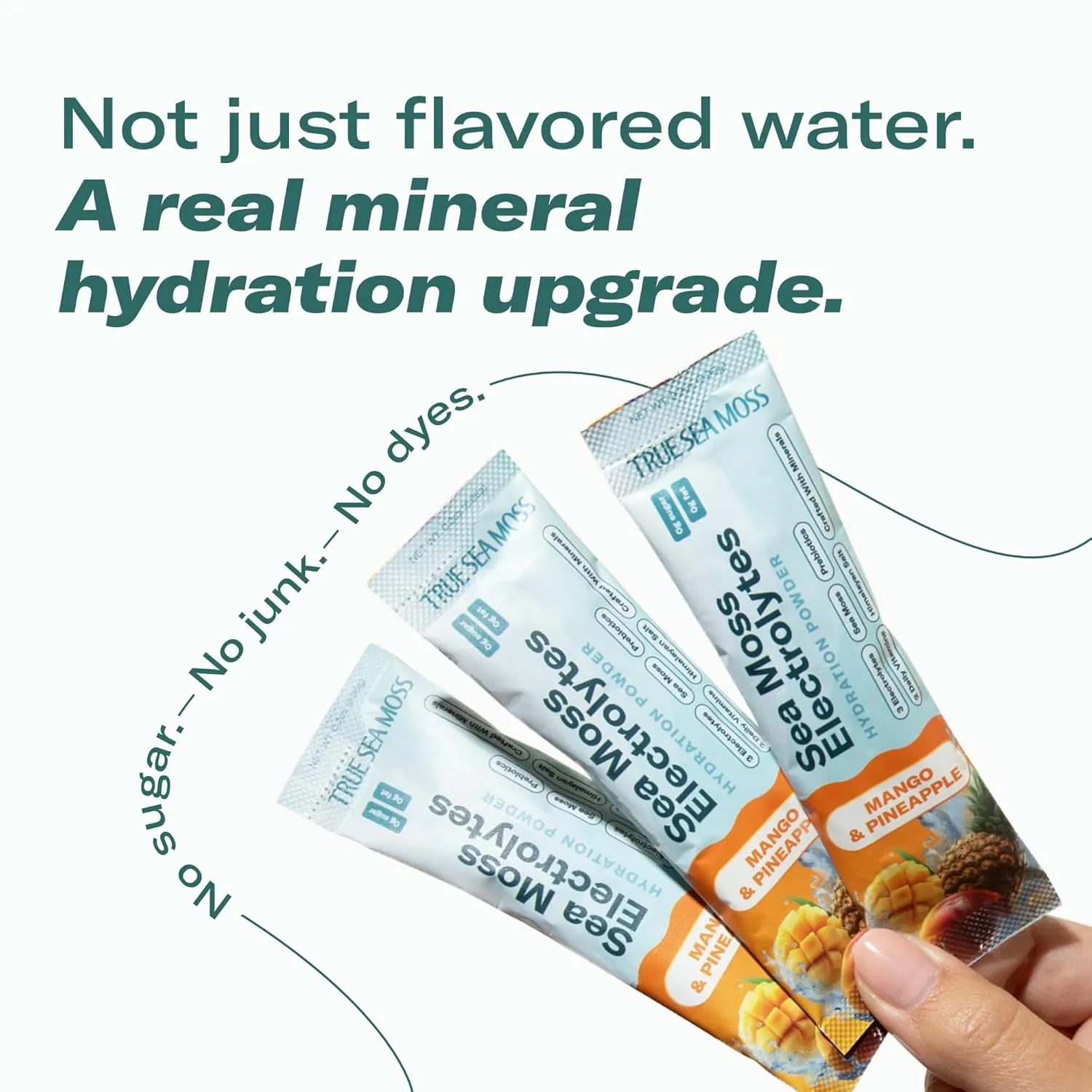 TrueSeaMoss Electrolytes Powder Packets – Made in USA from globally sourced ingredients – 15 Stickpacks – Hydration Powder with Sea Moss with Potassium – No Sugar Drinks – Mango & Pineapple - Image 4