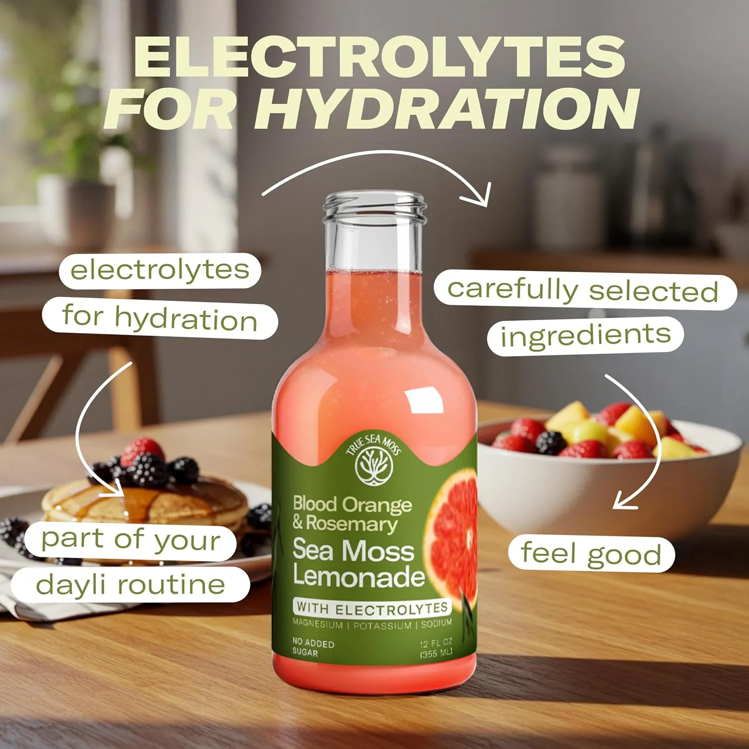 Lemonade - Blood Orange + Rosemary -  Hydration Drink – 4 × 12 fl oz Bottles – Made in USA from globally sourced ingredients - Image 6