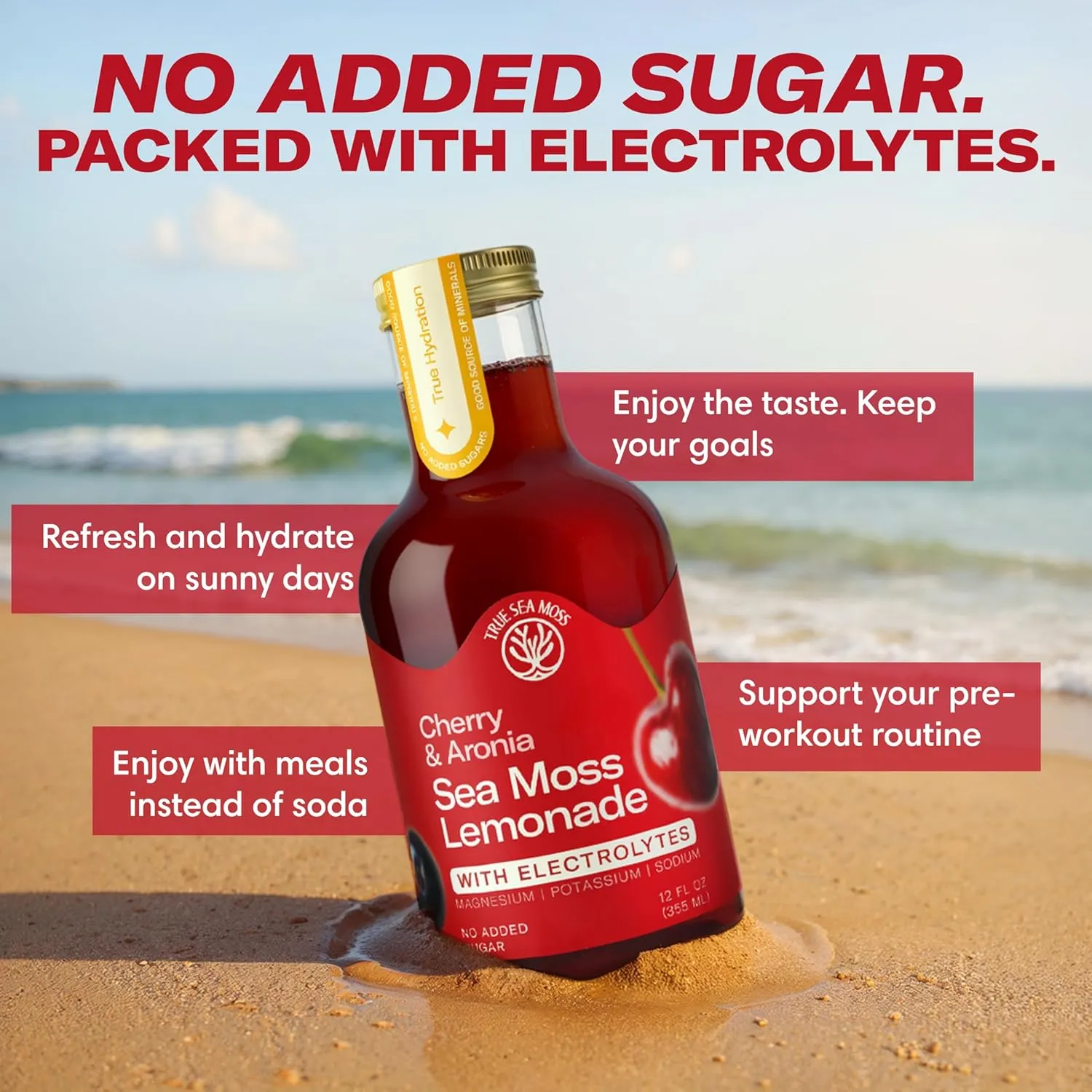 Lemonade - Cherry Aronia - Hydration Drink – 4 × 12 fl oz Bottles – Made in USA from globally sourced ingredients - Image 4
