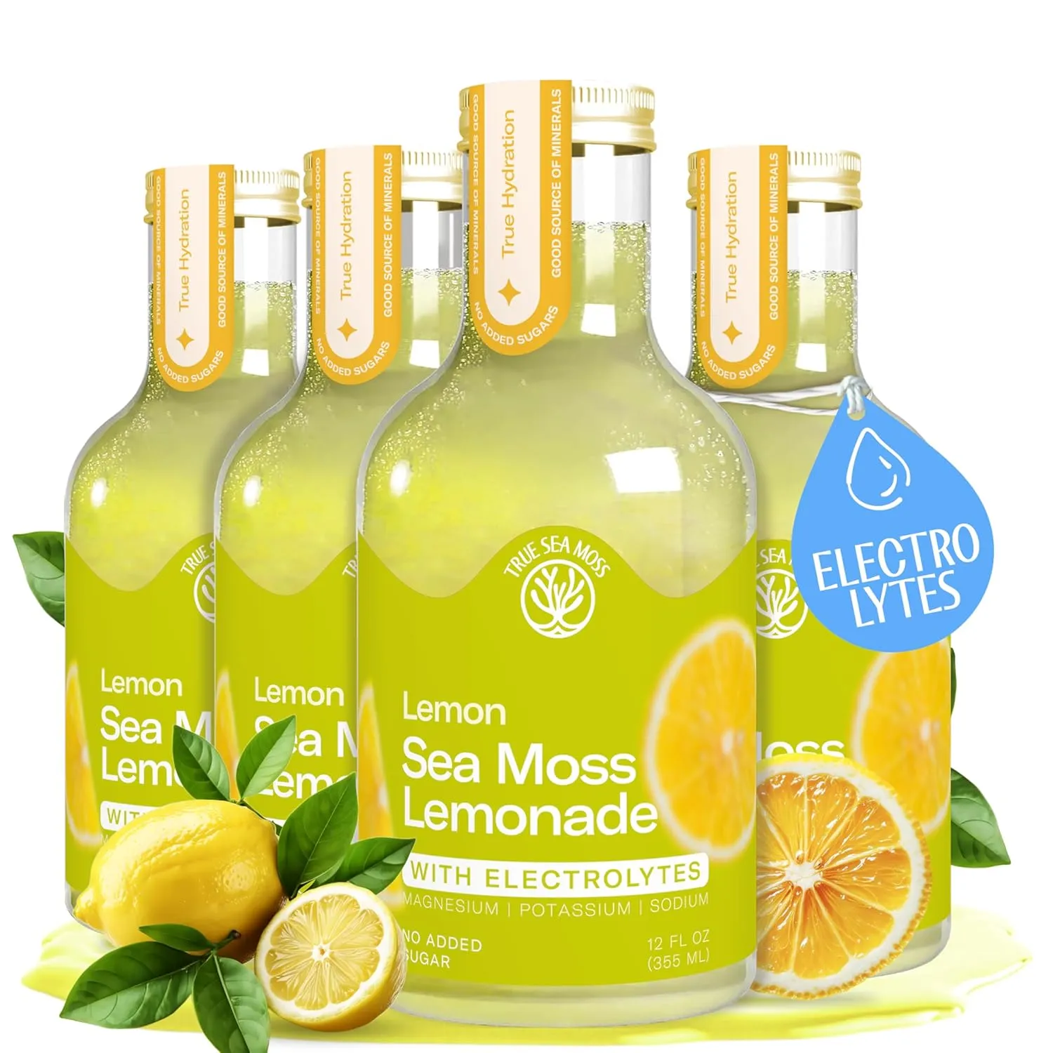 Lemonade - Lemon + Electrolytes - Hydration Drink – 4 × 12 fl oz Bottles – Made in USA from globally sourced ingredients