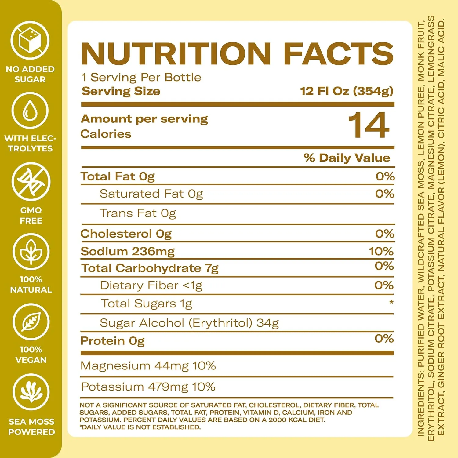 Lemonade - Lemon Ginger Lemongrass -Hydration Drink – 4 × 12 fl oz Bottles – Made in USA from globally sourced ingredients - Image 2