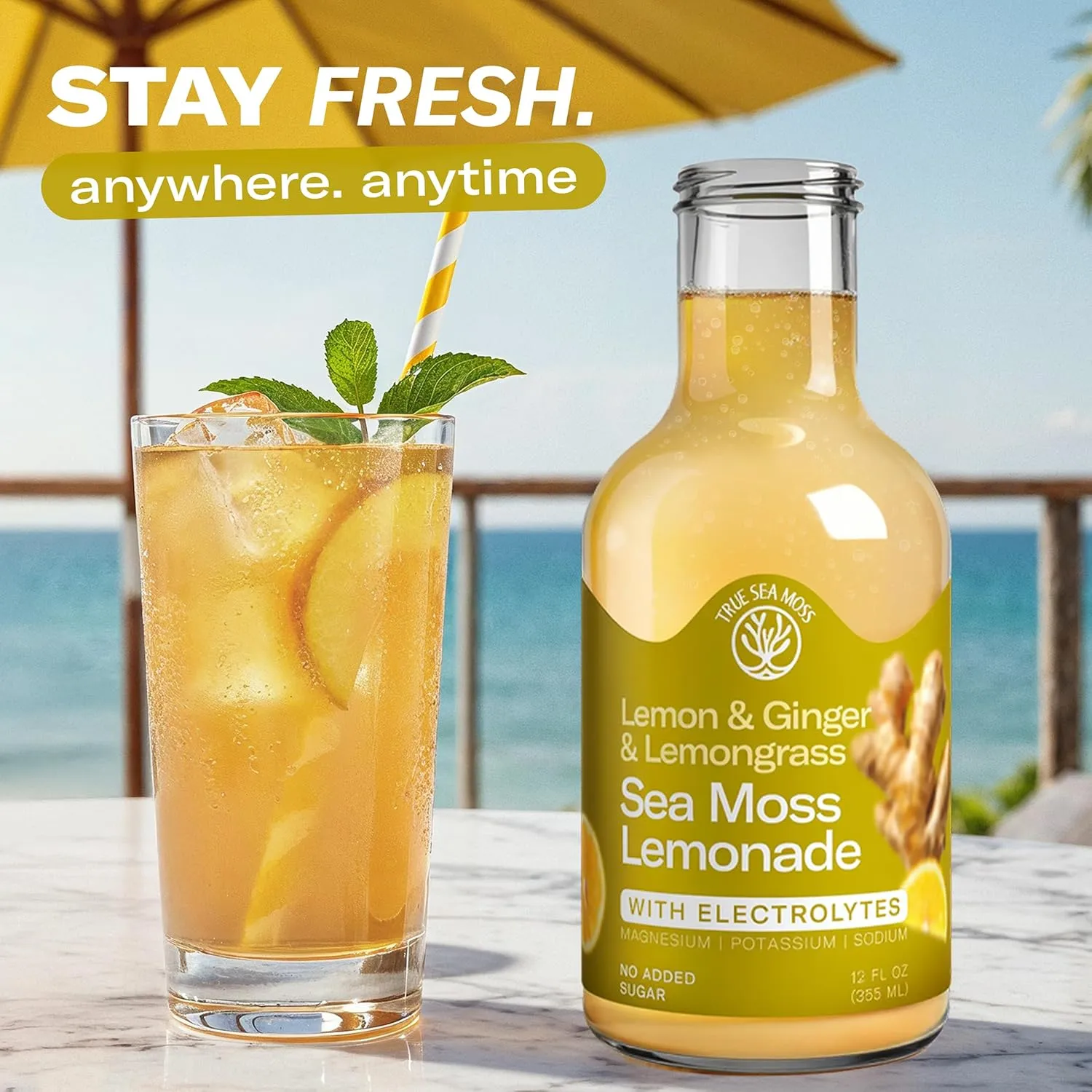 Lemonade - Lemon Ginger Lemongrass -Hydration Drink – 4 × 12 fl oz Bottles – Made in USA from globally sourced ingredients - Image 4