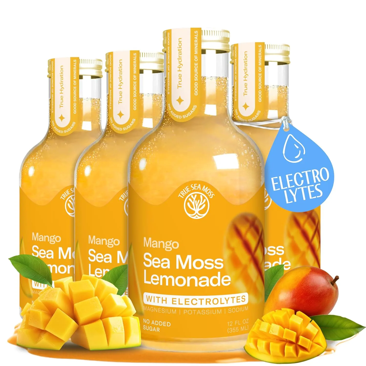 Lemonade - Mango + Electrolytes -Hydration Drink – 4 × 12 fl oz Bottles – Made in USA from globally sourced ingredients