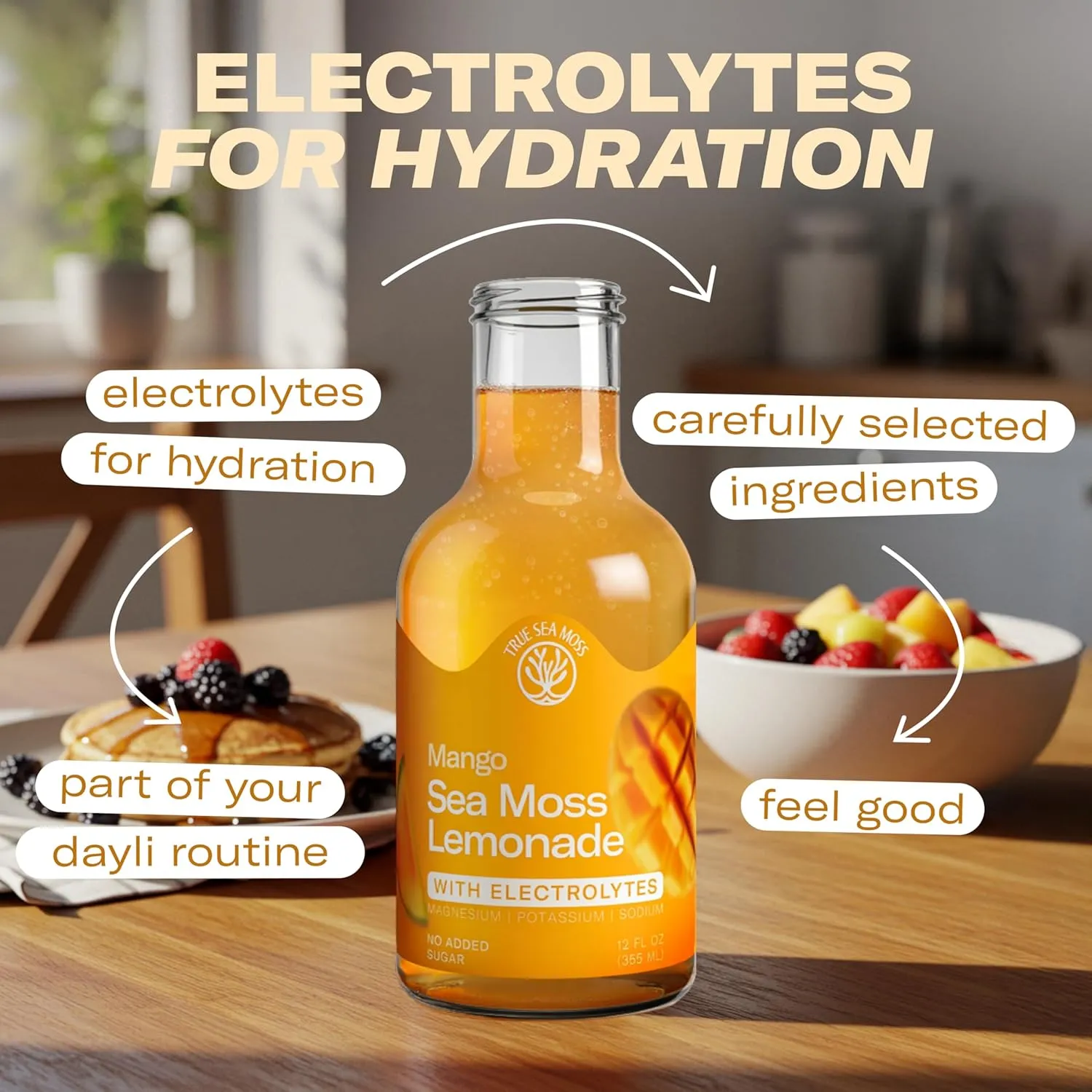 Lemonade - Mango + Electrolytes -Hydration Drink – 4 × 12 fl oz Bottles – Made in USA from globally sourced ingredients - Image 5