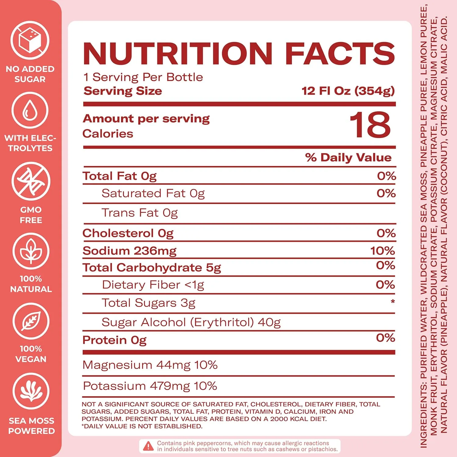 Lemonade - Mango Pink Pepper - Hydration Drink – 4 × 12 fl oz Bottles – Made in USA from globally sourced ingredients - Image 2