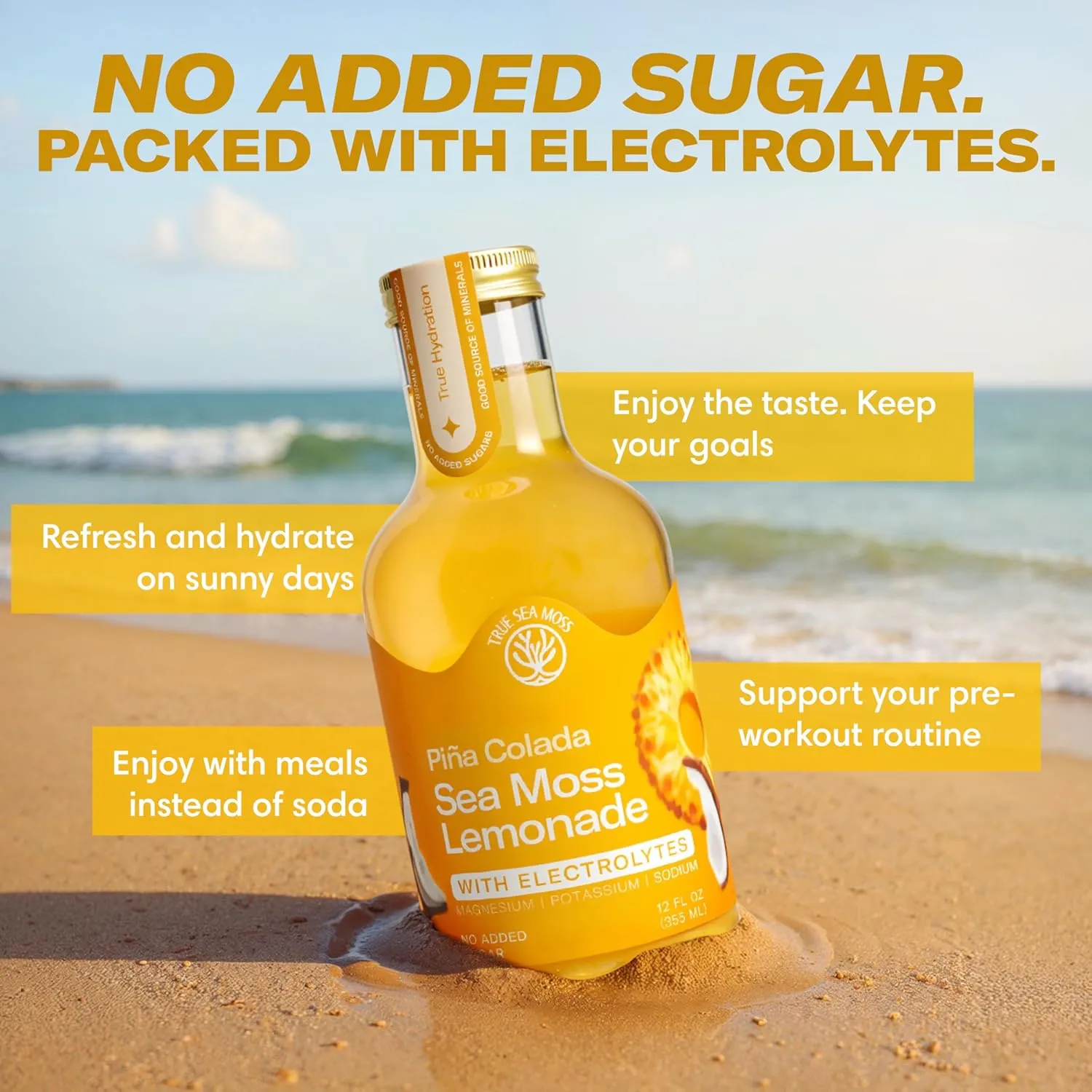 Lemonade - Pina Colada + Electrolytes - Hydration Drink – 4 × 12 fl oz Bottles – Made in USA from globally sourced ingredients - Image 5