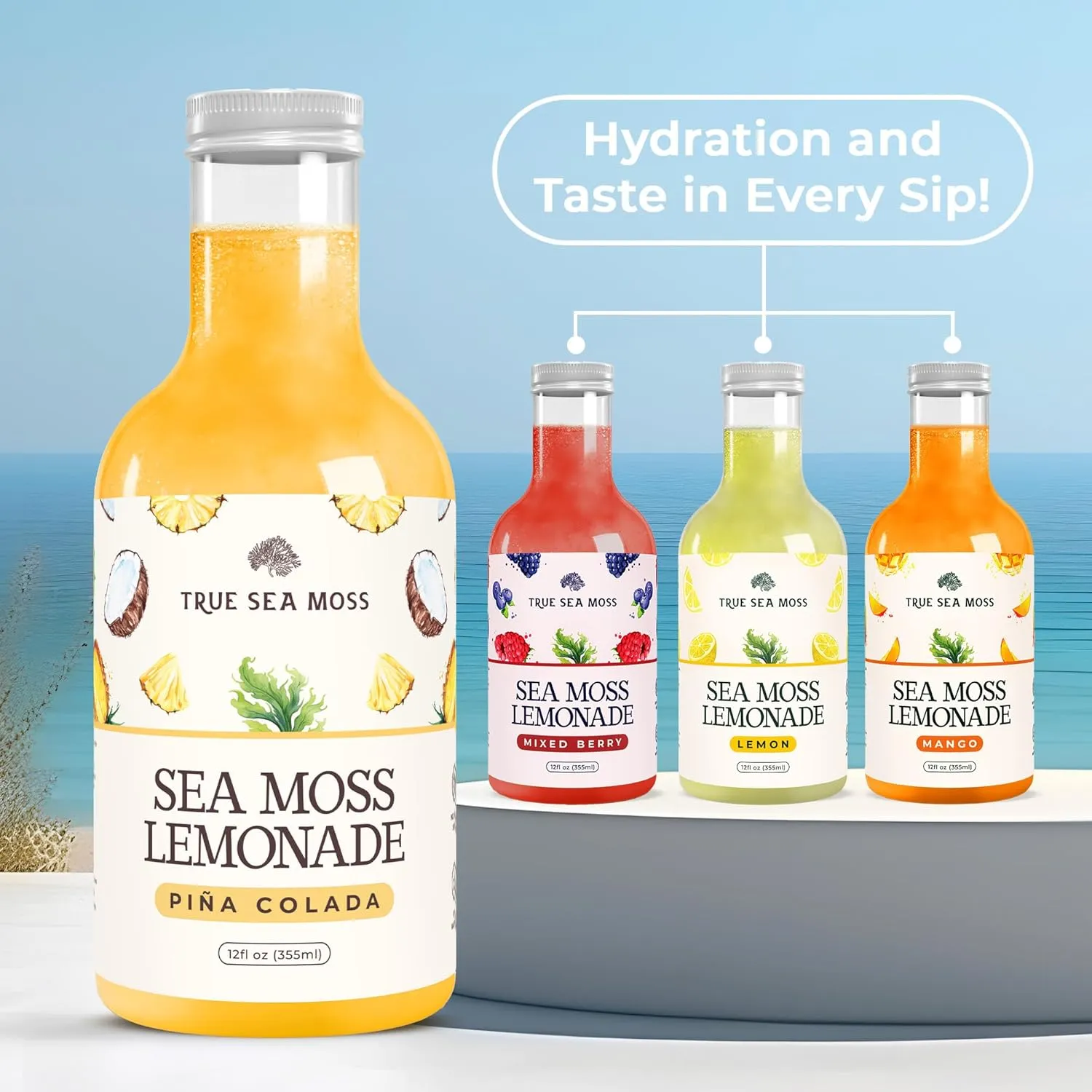 Lemonade - Pina Colada - Hydration Drink – 4 × 12 fl oz Bottles – Made in USA from globally sourced ingredients - Image 3
