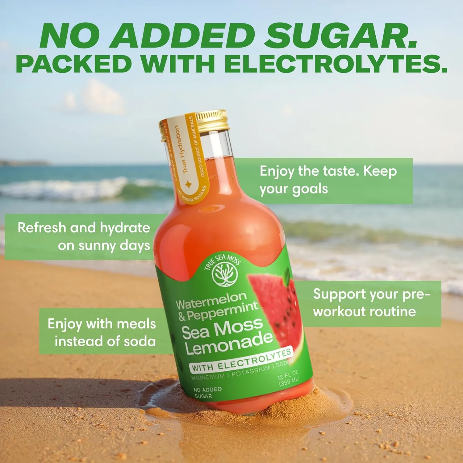 Lemonade - Watermelon + Mint - Hydration Drink – 4 × 12 fl oz Bottles – Made in USA from globally sourced ingredients - Image 5
