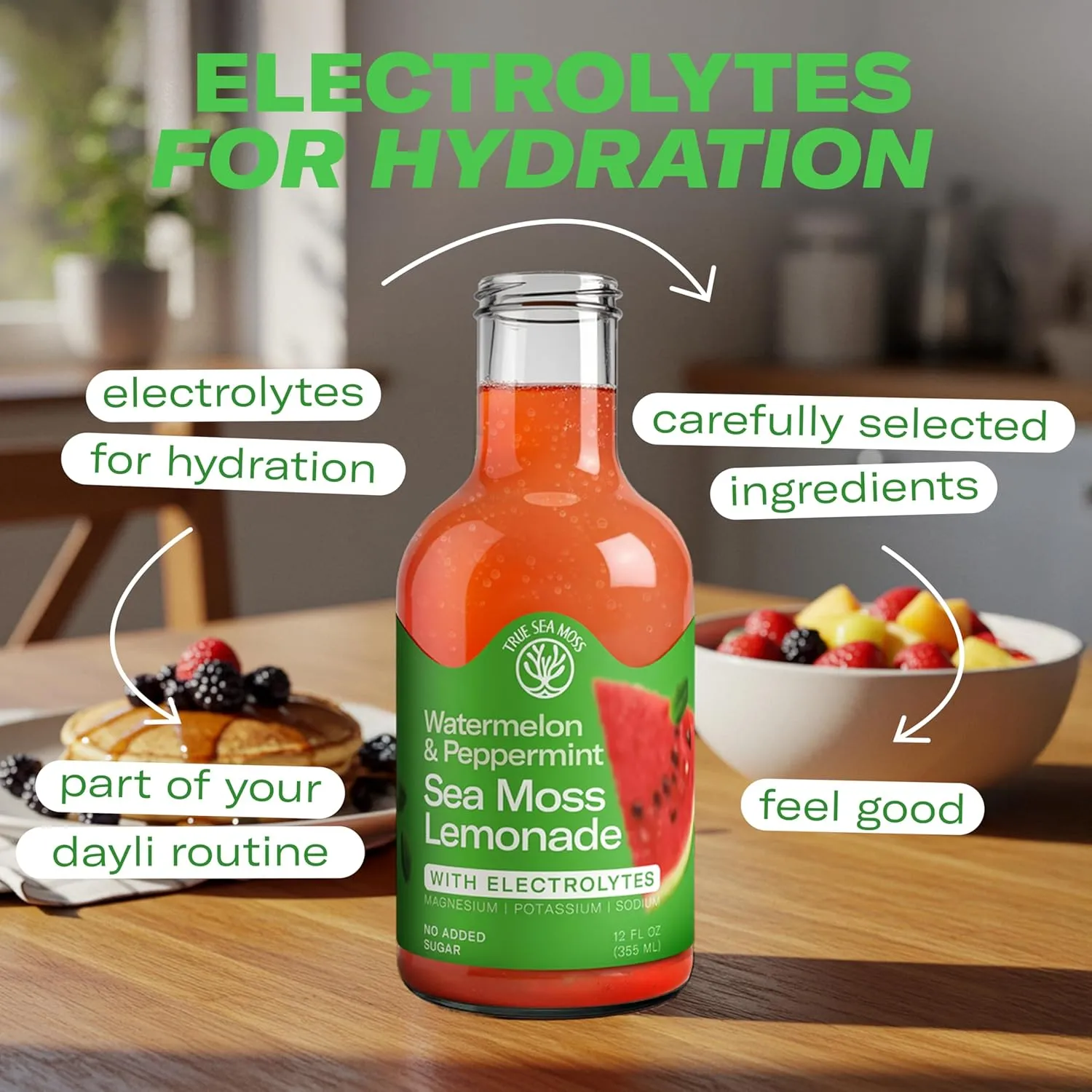 Lemonade - Watermelon + Mint - Hydration Drink – 4 × 12 fl oz Bottles – Made in USA from globally sourced ingredients - Image 6